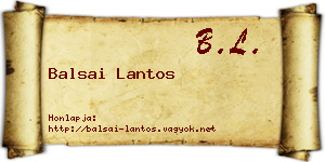 Balsai Lantos névjegykártya